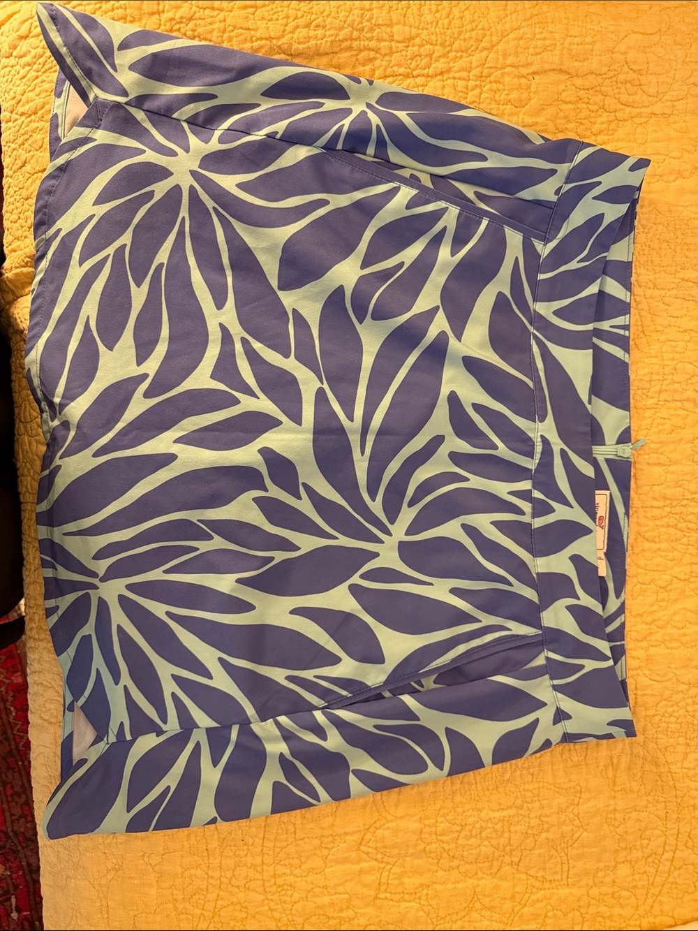 Blue & Aqua Leaf Print Skirt